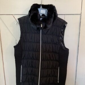 Calvin Klein Black Vest with Faux Fur Trim